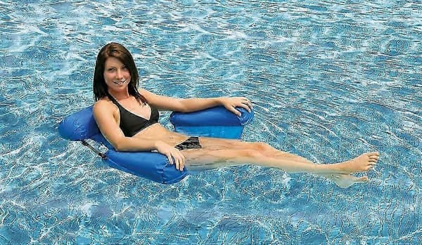 (Mörkblå) Uppblåsbar simstol Flytande stol Poolstol Strandvattenbädd Sommar A