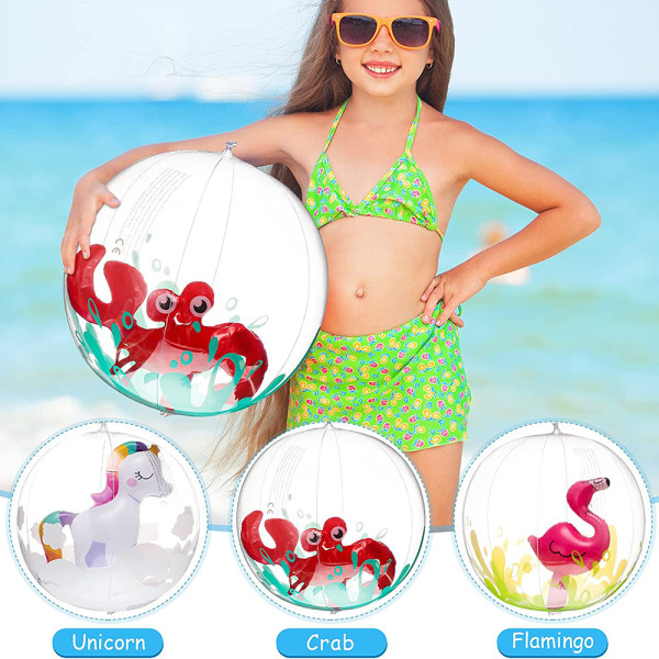 6 kpl 3D-rantapallojaPummutattavat rantapallot Crab Flamingo