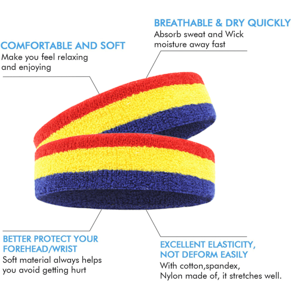 4 stk Sports elastisk beskyttende pandebånd Strikket pandebånd håndklæde