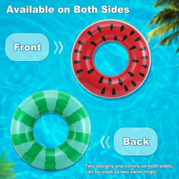Uppblåsbar poolflotte, vattenmelonformad sommarpool simflotte ring floatie, vattenkul strandfest sommarsimflotte för barn vuxna A
