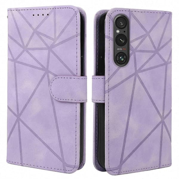 Blødt lædertelefoncover til Xperia 5 V Lilla