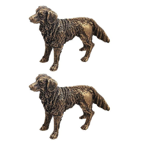 Mini Shepherd Dog Messingstatue Shepherd Dog Pynt til dekorasjon 2 stk