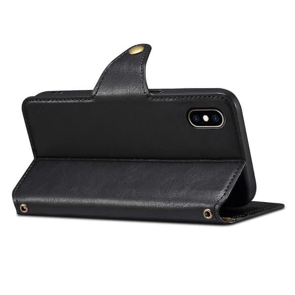 DENIOR För iPhone XS Max Fodral Plånboksställ Läder Telefonfodral Skydd A