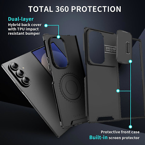 Skydende Camshield TPU + PC Telefoncover Sort Til Samsung Galaxy Z Fold7