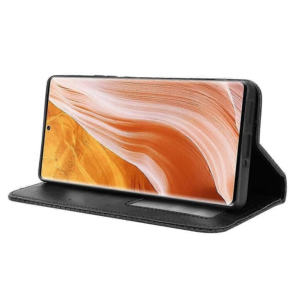 Til ZTE Axon 40 Pro Magnetisk Spænde Retro Tekstur Læder Telefonetui Sort