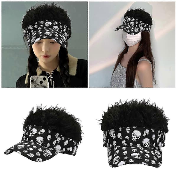 Halloween Hårete Hatt Hodeplagg Adorkable Hodeplagg kompatibel med Parykker Spøk Halloween Adorkable Tegneseriehatt Hodeplagg Svart A