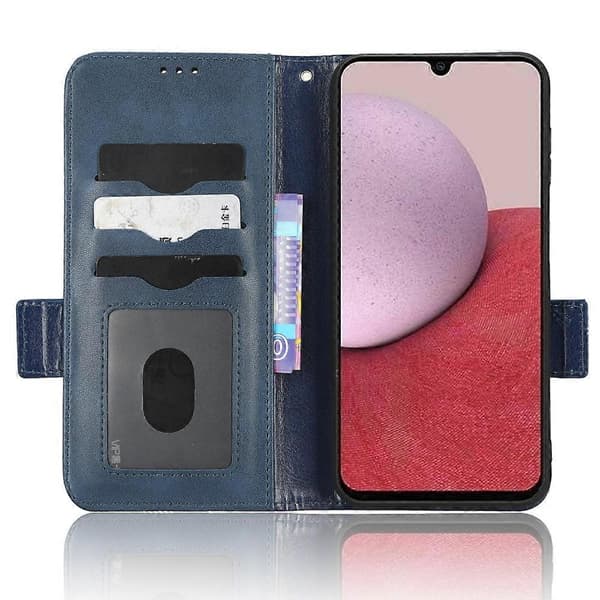 För Samsung Galaxy A24 4G Symmetrisk Triangel Läderfodral Blå