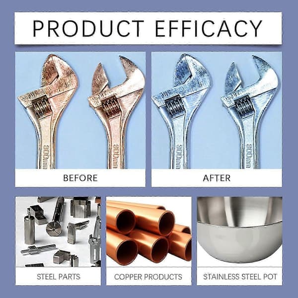 Højtydende rustfjerner til metal, kraftfuld rustfjerner til rustfrit stål og metal, fjerner effektivt rust fra metaloverflader (3 stk.) A