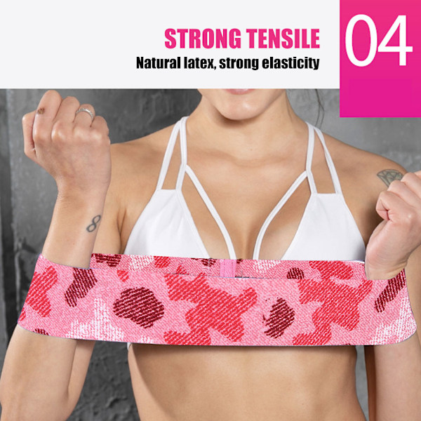 Motstandsband for rumpeheving, yoga og kroppsforming (Kamuflasje rosa) S