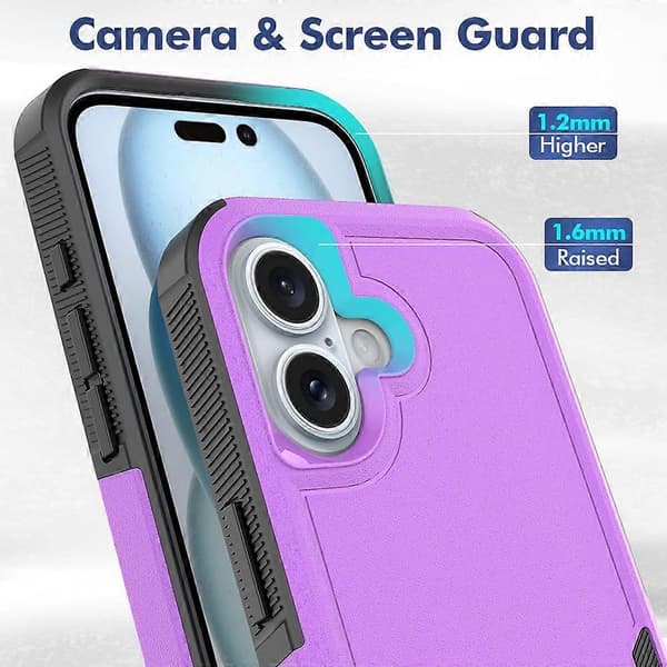 For iPhone 16-deksel 2-i-1 PC+TPU Støtsikkert telefondeksel