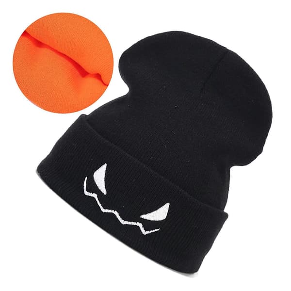 Halloween Skull Cap Unisex Stickad Mössa Virkad Pumpa Fest Helg Vinter Varm Mössa Söt Spöktema orange A