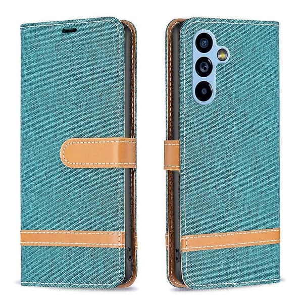 För Samsung Galaxy A54 5G Färgblock Denim Textur Läder Telefonfodral
