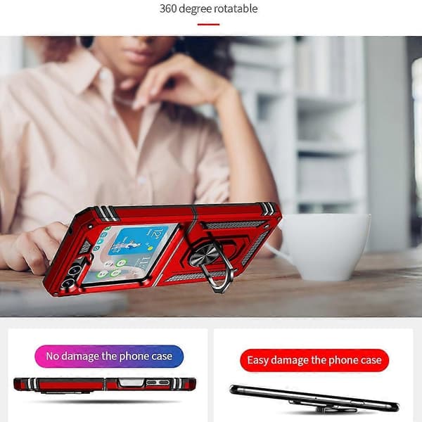 Støtsikkert TPU + PC-telefondeksel med holder til Samsung Galaxy Z Flip5
