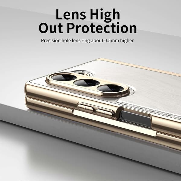 Integrerat guldkabel silverbrokadplätering telefonfodral vit för Samsung Galaxy Z Fold6