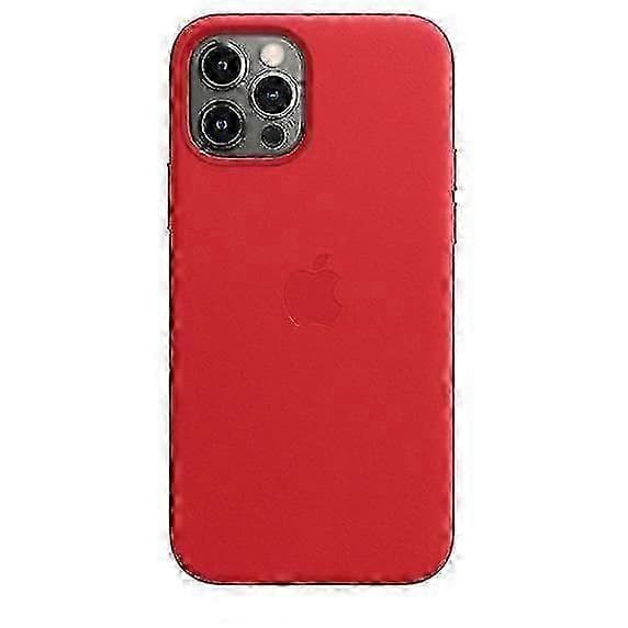 Läderfodral för iPhone 12/12 Pro Läderfodral med Magsafe (Röd)