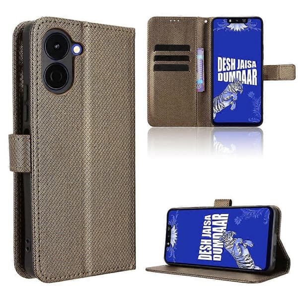 Kompatibel med TECNO Spark Go 3 Läderplånboksfodral med rem Diamanttextur Telefonfodral Brun