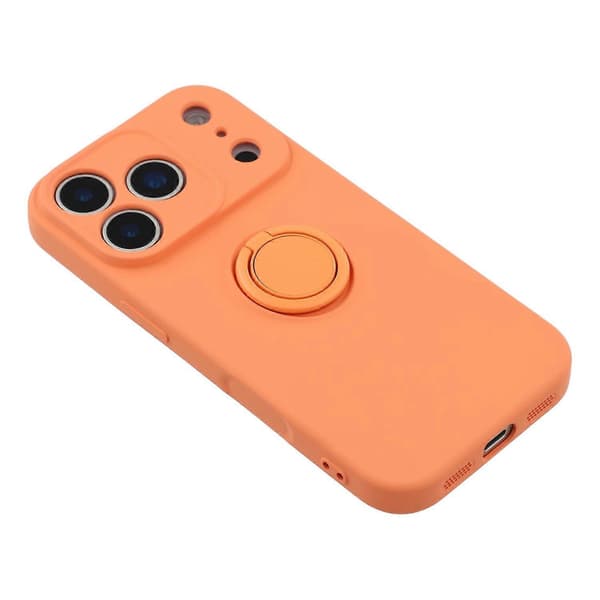 For iPhone 17 Pro Max silikondeksel med stroppringstativ telefondeksel (oransje, oransje)