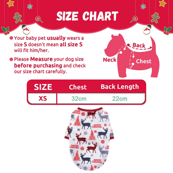 Christmas Pet Shirt Soft Breathable Puppy Shirts Printed Pet