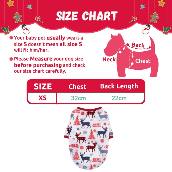 Julskjorta för husdjur Mjuka valpskjortor som printed