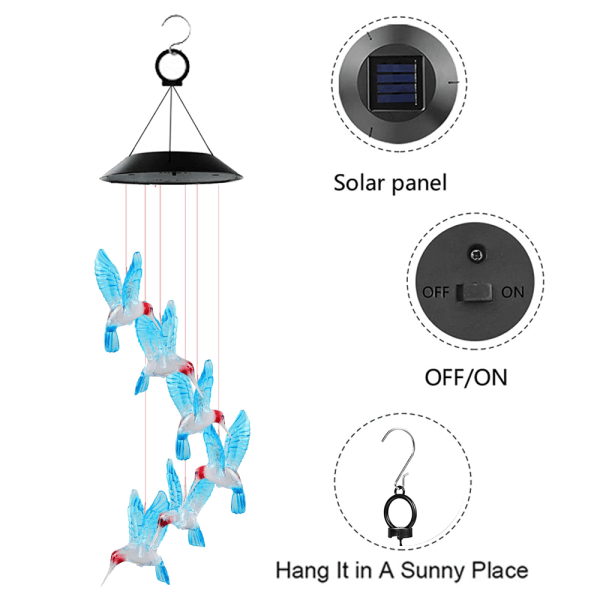 Solcells vindspel, LED solcells vindspel lampa färg
