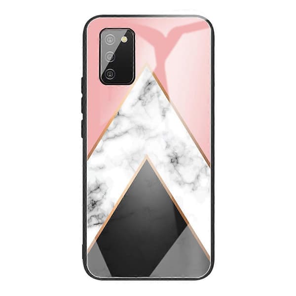 För Samsung Galaxy A02s (EU-version) Marmor Härdat Glas Baksida TPU Kantfodral (HCBL-1) A