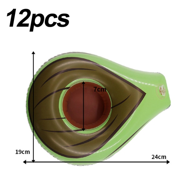 12 stk. oppustelig flydende drikkevareholder avocado-formet strand