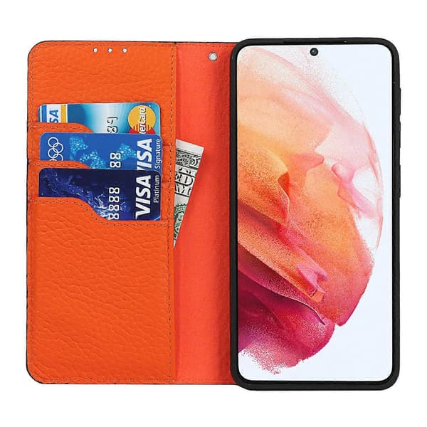 Til Samsung Galaxy S21 5G Litchi læder telefoncover (sort)