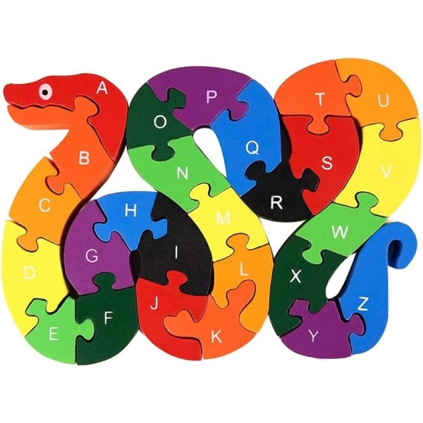 Alphabet Jigsaw Puzzle Rakennuspalikat Eläin Puinen Palapeli,