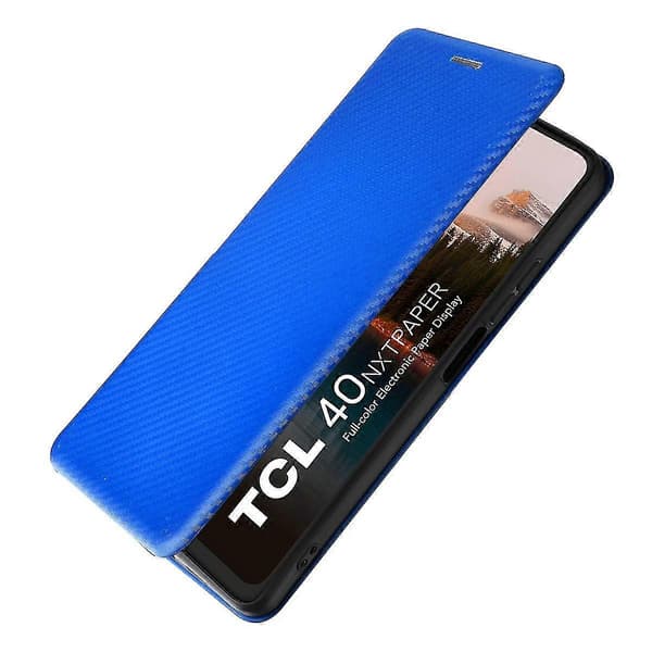 För Tcl 40 Nxtpaper Läderfodral Kortplatser Telefonfodral Magnetisk Stängning (Blå)