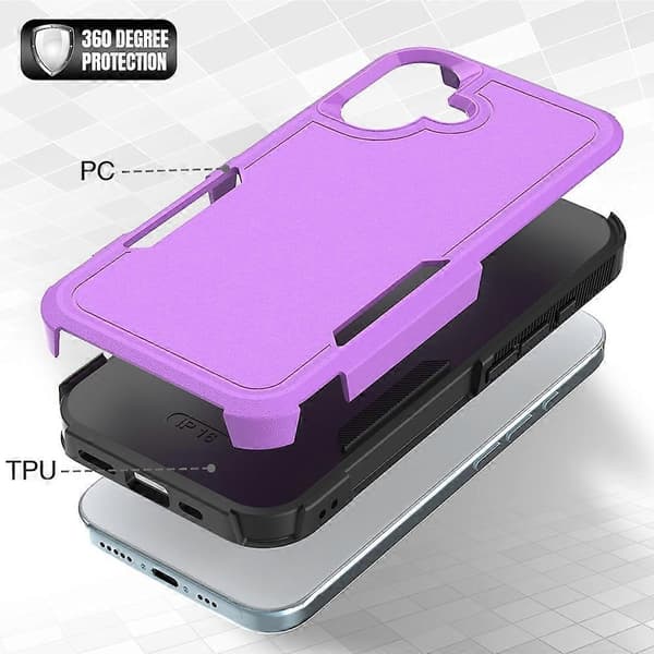 For iPhone 16-deksel 2-i-1 PC+TPU Støtsikkert telefondeksel