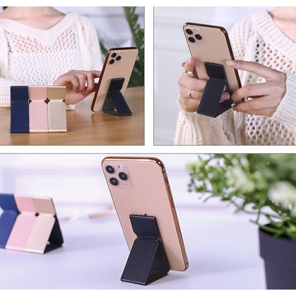 2 kpl Paste-tyyppinen mobiili taitettava jalusta, yhteensopiva iPhone Samsungin ja useimpien älypuhelimien, tablettien ja muiden laitteiden kanssa (sininen+musta)