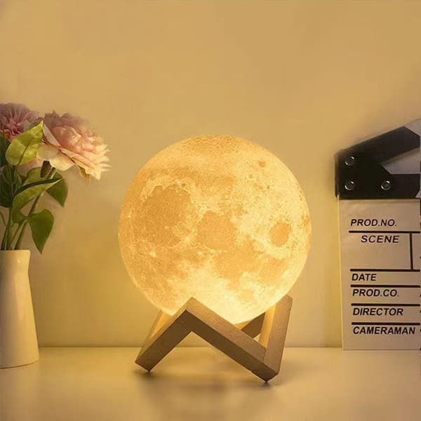 3D Måne Nattlys for Barn USB Oppladbart Nattlys Magisk Dekor Bursdagsgave til Baby Barn Jenter Gutter Style 1