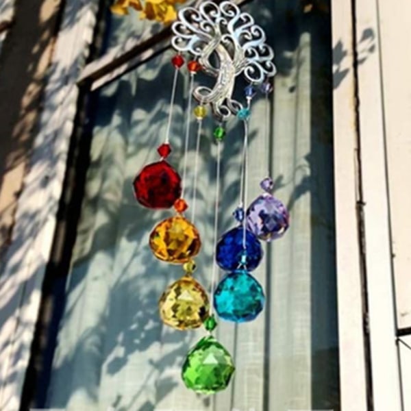 Livets tre Vindu Ornament Crystal Garden Pendant Hjem Hage