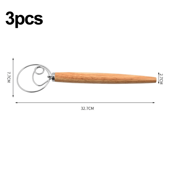 Degvisp, brödblandare köksdegskrok i trä handmixer