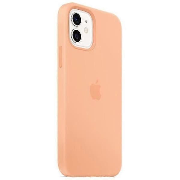 Silikonecover med MagSafe til iPhone 12 Pro og 12 etui 1:1 skala induktions-popover-design (lys orange)