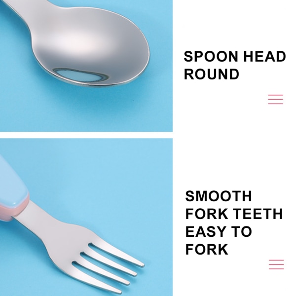 Silikonikahva, Baby lusikat + haarukat | Ruostumattomasta teräksestä valmistetut ruokailuvälineet