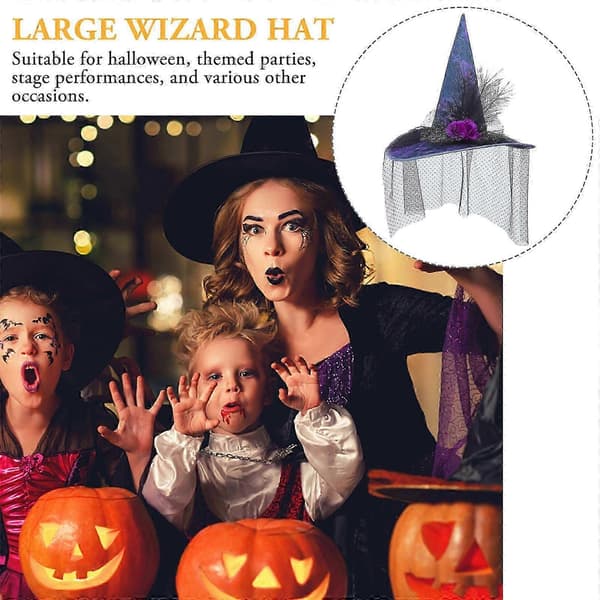 Festkostyme Tilbehør Halloween Heksehatt med pustende stoff A