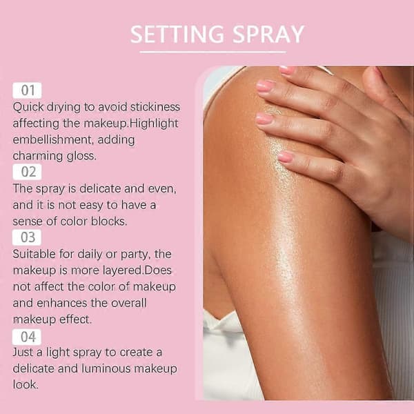 Flash Setting Spray Oljekontroll Vattentät Svettresistent Långvarig Basmakeup för Kropp Charmig Ansiktsfixer Sminkspray (5st)