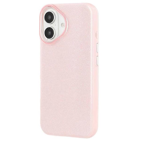 Kompatibel med iPhone 16-deksel Glitterdesign IMD TPU + PC Telefonbakdeksel Rosa