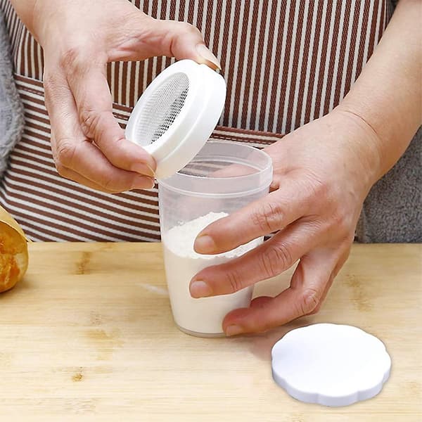 Flormelis Shaker Duster med fint net Husholdning Stor Kapacitet Sifter Shaker DIY Bageudstyr A