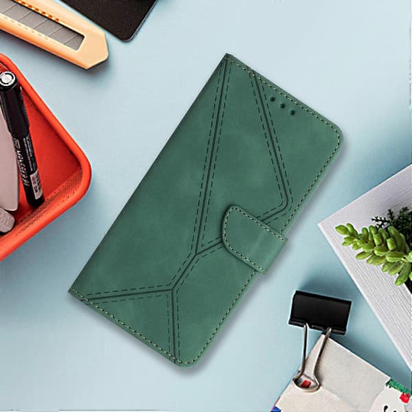 Stitching Embossed Läder Telefonfodral för ZTE nubia S 5G A403ZTGreen