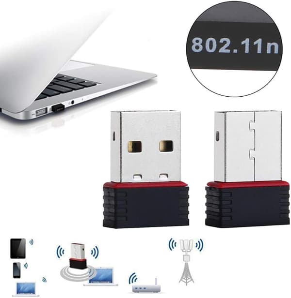 150 Mbps USB WiFi-adapter til Raspberry Pi, LOTEKOO trådløs netværkskortadapter WiFi-dongle til stationær bærbar pc Windows 10 8 7 MAC OS