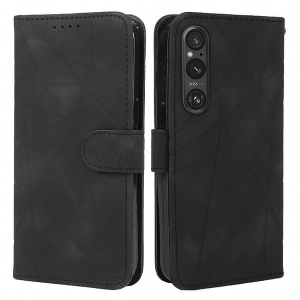 Blødt lædertelefoncover til Xperia 5 V Sort
