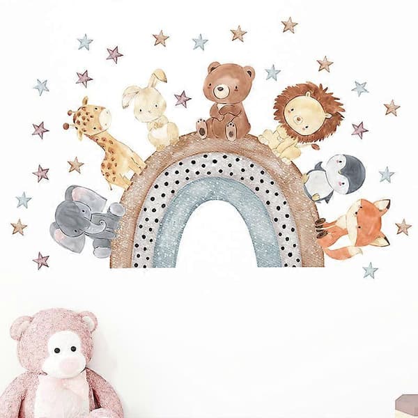 Sateenkaari-eläinseinätarrat seinäkoristeeksi A