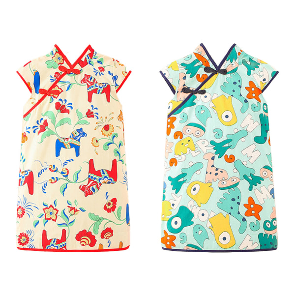 Piger Qipao Cheongsam Kjole, Toddler Baby Girl Kjole Lille Børn