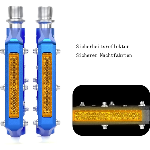 Sykkelpedaler med refleksstriper, 3 forseglede lagre, sklisikker CNC-aluminiums sykkelplattform, 9/16 tommers pedaler for landeveissykkel, terrengsykkel, elsykkel.