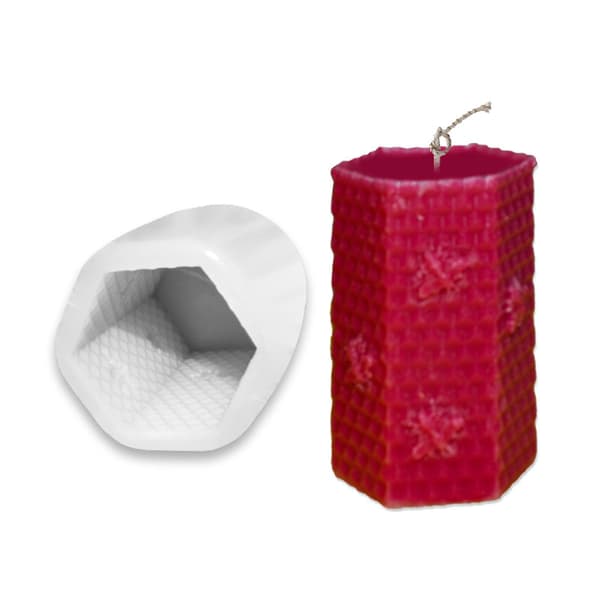 Silikonstencil Hexagonal Cylinder Honey Cone med Bee Casting Die Mjuka DIY Hantverksmallar för A