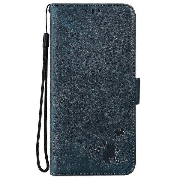 Iphone 13 Pro Max Fodral Retro Katt Plånboksfodral Kortfack PU Läder Coque Etui - Blå A