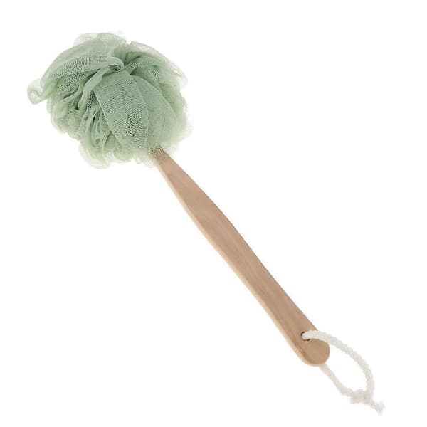 2× Langt håndtak Tre kroppsbørste Puff Scrunchie Ryggskrubber for Spa Selv A