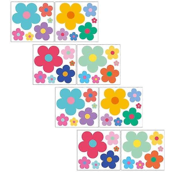 Väggblomklistermärken Sovrum Barnrum Dekorativa Flerfärgade 28X26CM PVC Ej Rivbara 8st A